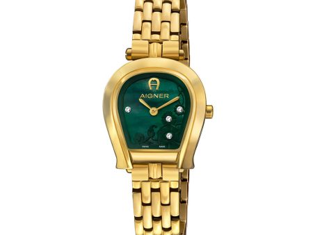 Aigner Perugina Women s Green MOP Dial Stainless Steel Gold Plated Case & Bracelet Watch Cheap