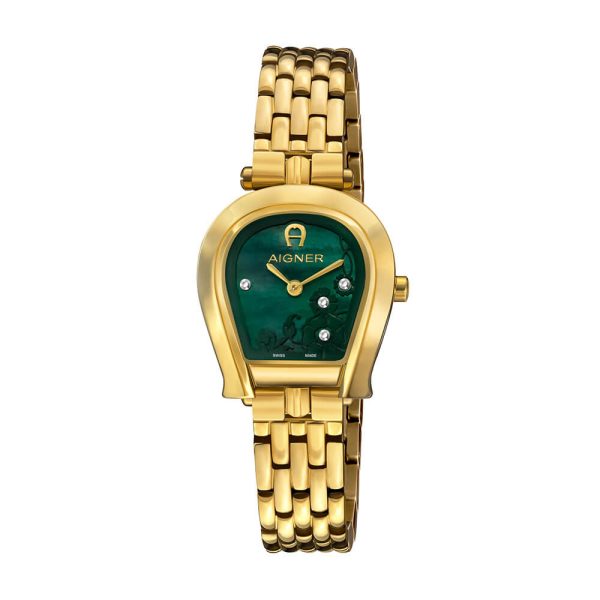 Aigner Perugina Women s Green MOP Dial Stainless Steel Gold Plated Case & Bracelet Watch Cheap