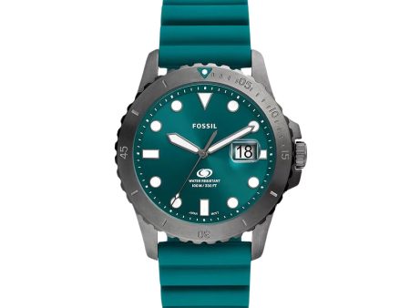 Fossil Blue Dive Three-Hand Date Oasis Silicone Watch For Sale