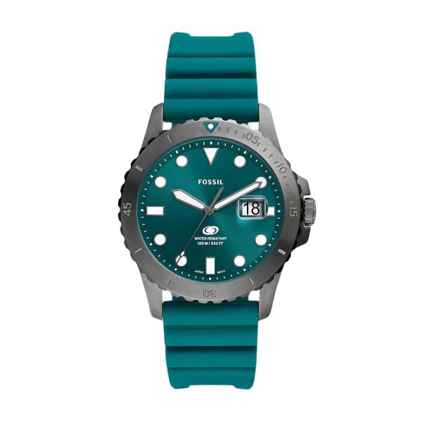 Fossil Blue Dive Three-Hand Date Oasis Silicone Watch For Sale