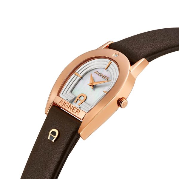 Aigner Varese Women s Rose Gold Case With White MOP Dial And Brown Leather Strap Watch Online