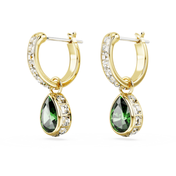 Swarovski Stilla Drop Earrings Pear cut, Green, Gold-tone plated Online now