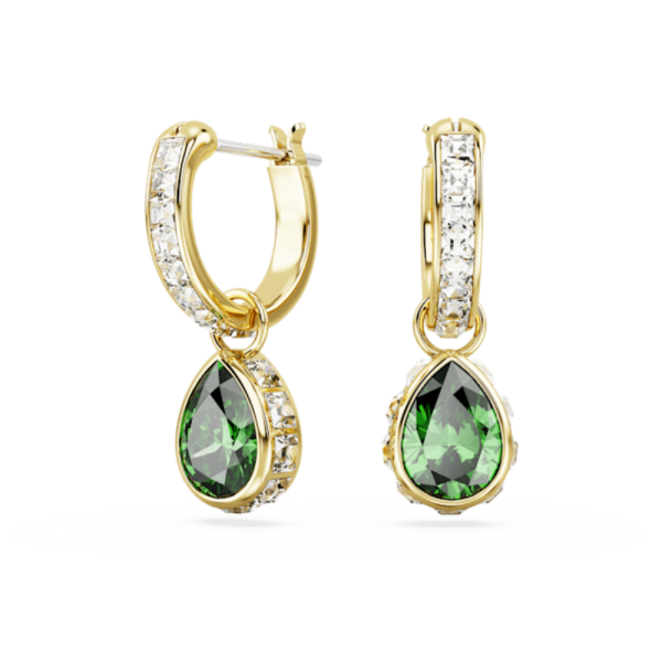 Swarovski Stilla Drop Earrings Pear cut, Green, Gold-tone plated Online now