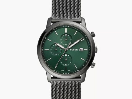 Fossil Minimalist Chronograph Smoke Stainless Steel Mesh Watch Online