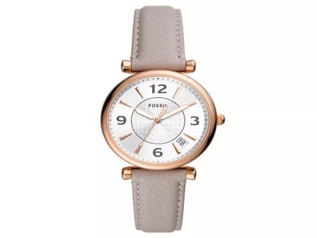 Fossil Women s Carlie Three-Hand Date Gray LiteHide™ Leather Watch Online Hot Sale