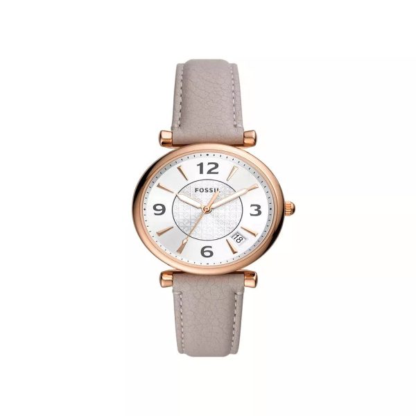 Fossil Women s Carlie Three-Hand Date Gray LiteHide™ Leather Watch Online Hot Sale