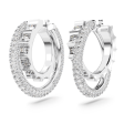 Swarovski Rota Hoop Earrings Mixed cuts, White, Rhodium plated Online now