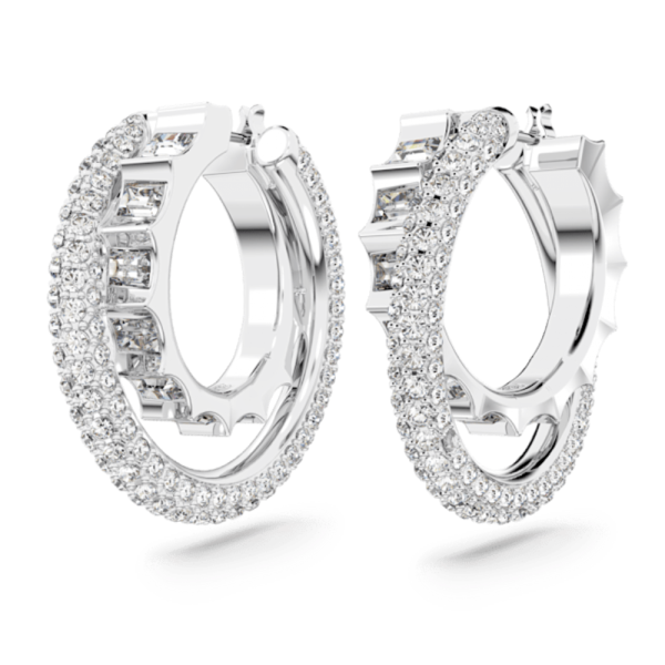 Swarovski Rota Hoop Earrings Mixed cuts, White, Rhodium plated Online now