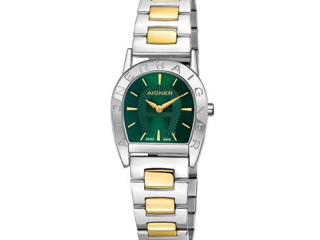 Aigner Pisa Women s Stainless Steel   Gold Plated Case & Bracelet With Green Dial Watch Online Sale