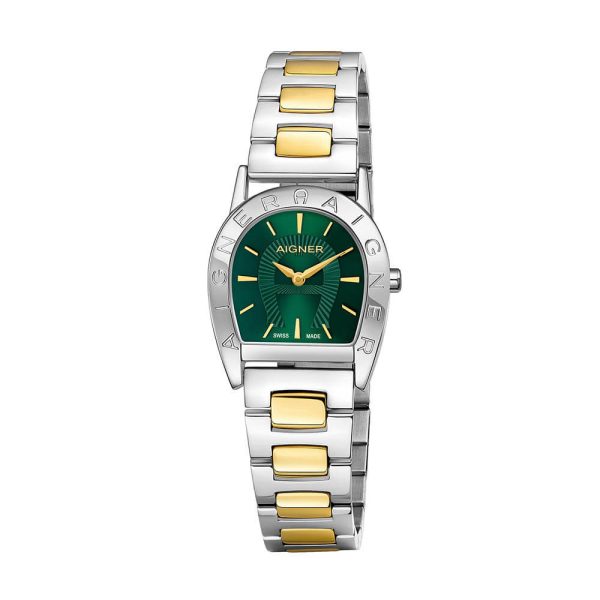 Aigner Pisa Women s Stainless Steel   Gold Plated Case & Bracelet With Green Dial Watch Online Sale