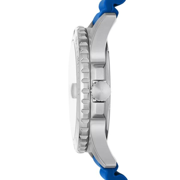 Fossil Blue Dive Three-Hand Date Blue Silicone Watch on Sale