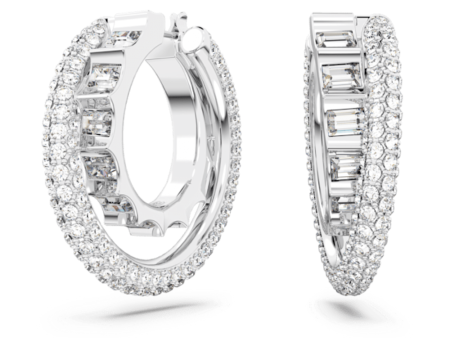 Swarovski Rota Hoop Earrings Mixed cuts, White, Rhodium plated Online now