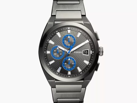 Fossil Everett Chronograph Smoke Stainless Steel Watch Hot on Sale