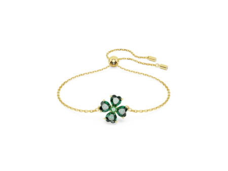 Swarovski Idyllia Bracelet Mixed cuts, Clover, Green, Gold-tone plated, Medium For Discount