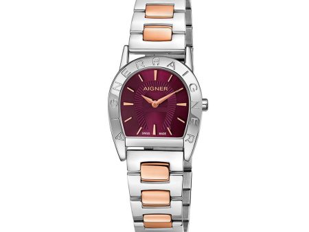 Aigner Pisa Women s  Stainless Steel   Rose Gold Bracelet With Burgundy Dial Watch Online now