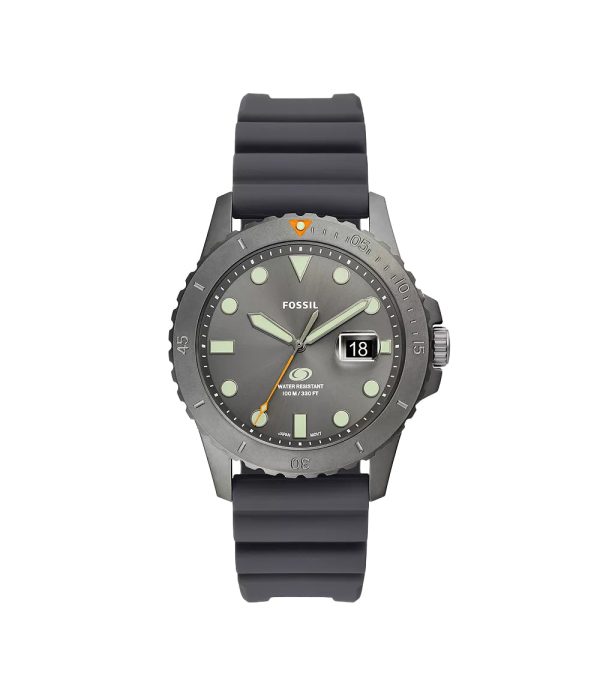 Fossil Blue Dive Three-Hand Date Gray Silicone Watch Online Sale