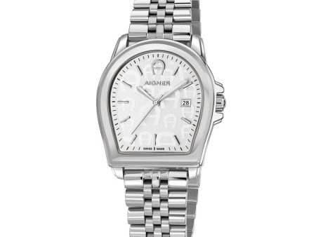 Aigner Verona Men s White Dial Stainless Steel Metal Bracelet Watch on Sale