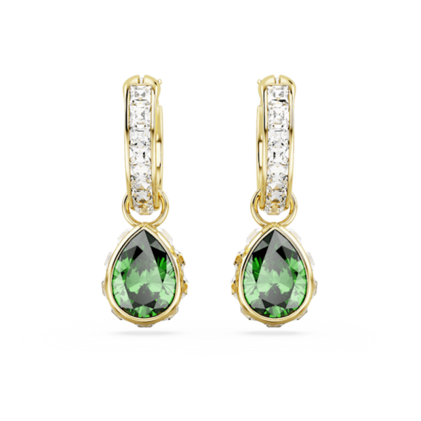 Swarovski Stilla Drop Earrings Pear cut, Green, Gold-tone plated Online now