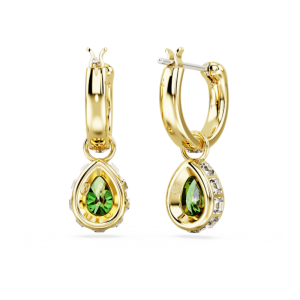 Swarovski Stilla Drop Earrings Pear cut, Green, Gold-tone plated Online now