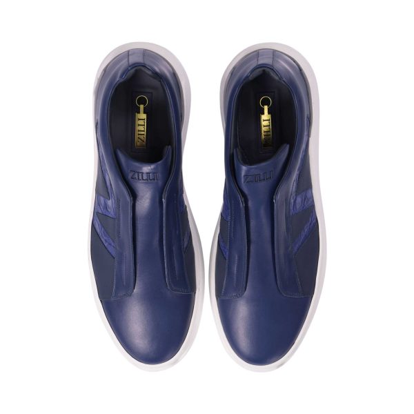 Zilli Men s Blue Sneakers in Calfskin Online