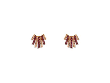 Michella 18K Gold Earrings Incrusted With White Gold And Rubies Online Sale