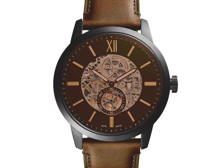 Fossil Townsman 48 mm Automatic Brown Leather Watch For Sale