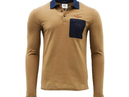 Aeronautica Militare Men s Jersey Long Sleeve  Polo Shirt with Chest Pocket Hot on Sale