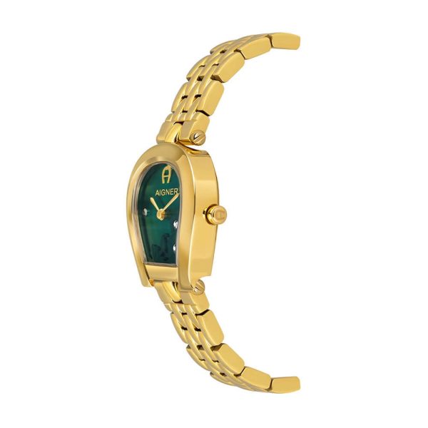 Aigner Perugina Women s Green MOP Dial Stainless Steel Gold Plated Case & Bracelet Watch Cheap