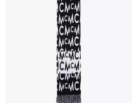 MCM Oversized Wool-silk Stole with Jacquard “MCM” Monogram and Pocket Fashion